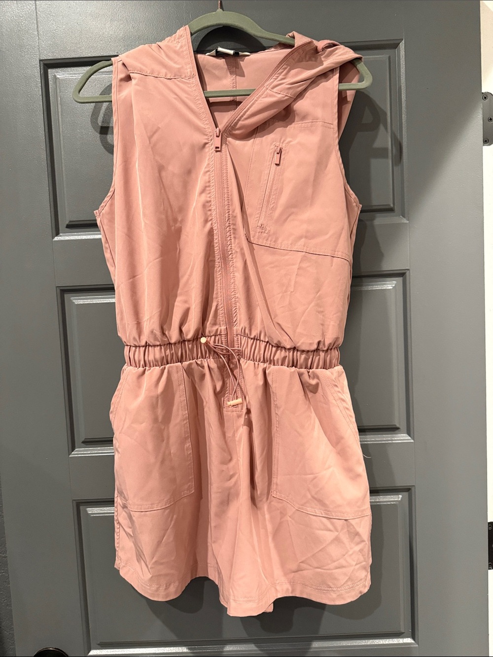 Sleeveless Hooded Romper in Dusty Rose
